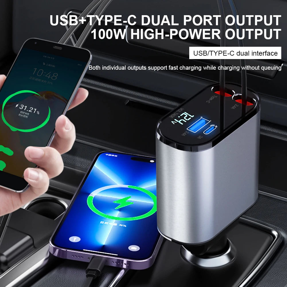 Retractable Car Charger USB