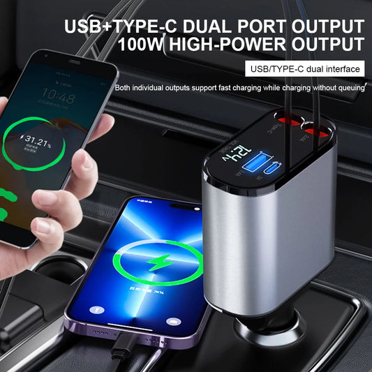 Retractable Car Charger USB